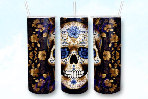 Calavera Floral Skull 20oz Tumbler PNG