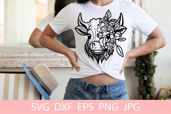Cute Cow with Flowers SVG File