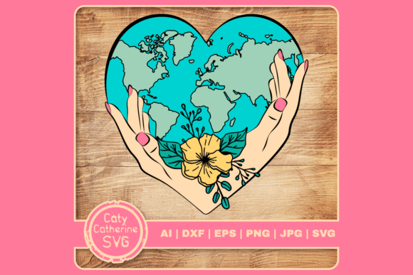 Earth Day Floral Love Heart Globe