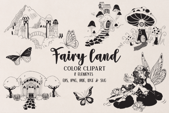 Fairy Land Cartography Black Silhouettes