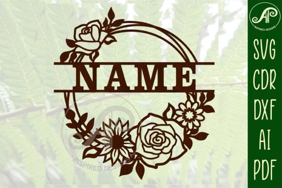 Flora Wreath Name Sign SVG Cut File