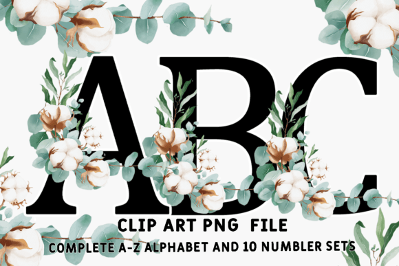Floral Alphabet Sublimation Clipart