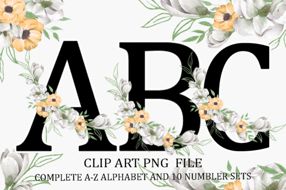 Floral Alphabet Sublimation Clipart PNG