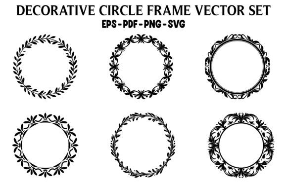 Floral Circle Frames Vector SVG Clipart