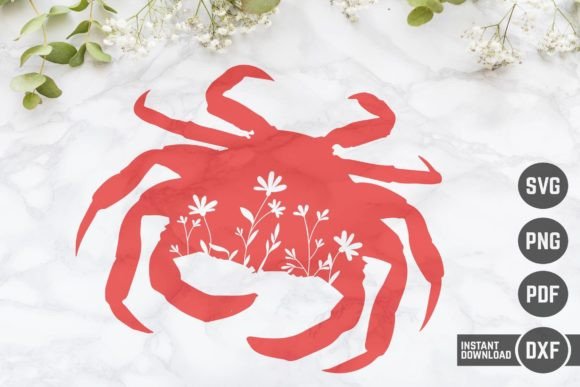 Floral Crab Silhouette