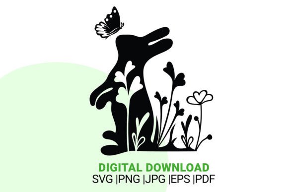 Floral Easter Bunny Silhouette, SVG
