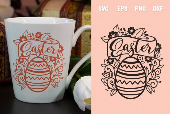 Floral Easter Egg with Scroll SVG