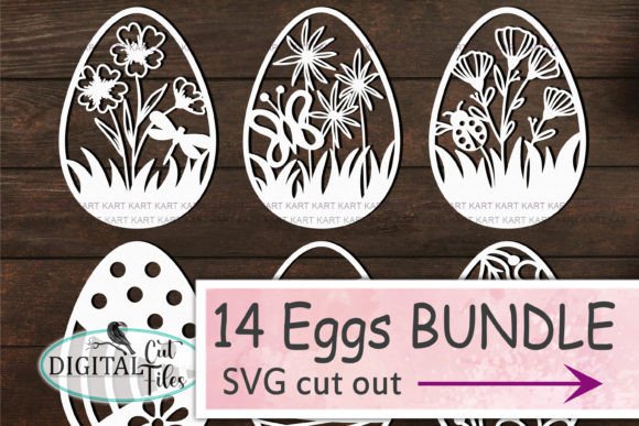 Floral Easter Eggs Bundle SVG Cut File
