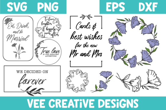 Floral Frames Wedding Quotes SVG Bundle