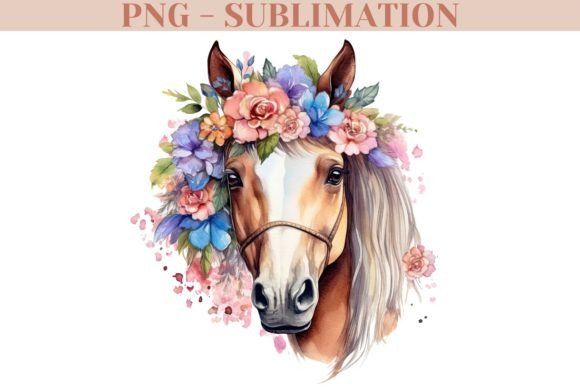 Floral Horse PNG Watercolor Animal