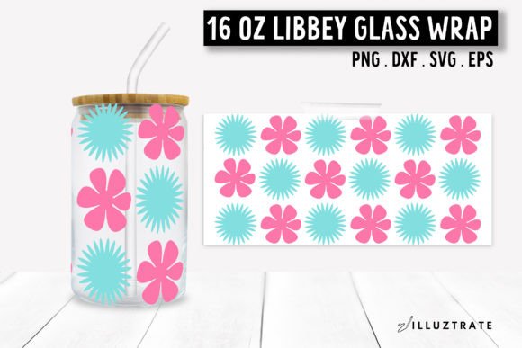 Floral Libbey Can Glass SVG 16oz