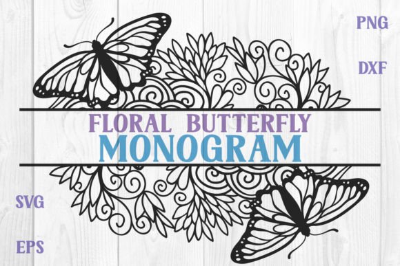 Floral Mandala Butterfly Split Monogram
