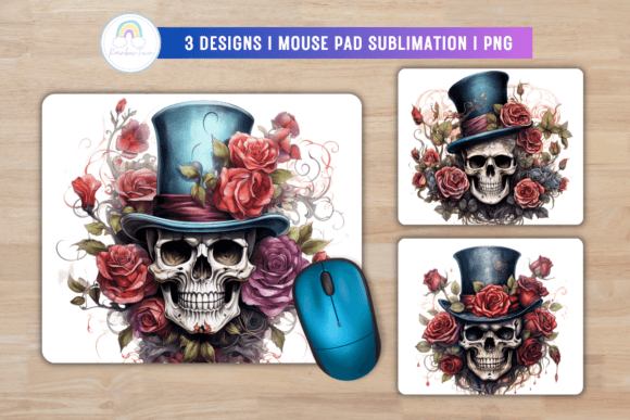 Floral Skull Mouse Pad Sublimation