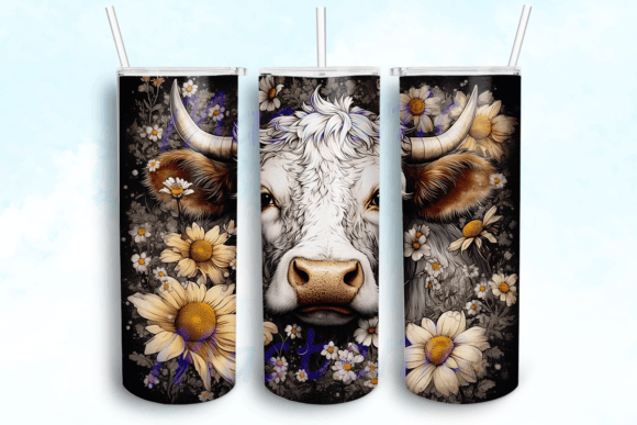 Highland Cow Floral Design Digital