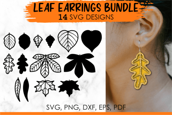 Leaf Earrings SVG Fall Template Bundle