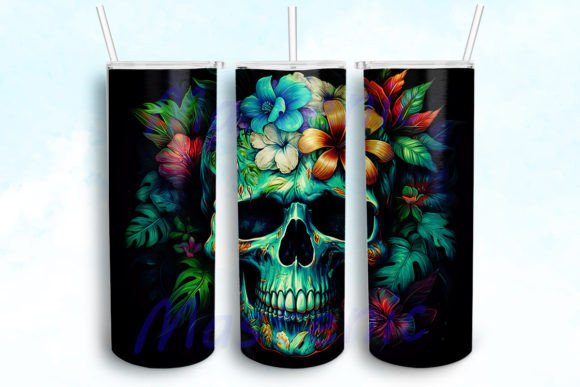 Magical Skull Tropical Floral Tumbler Wrap