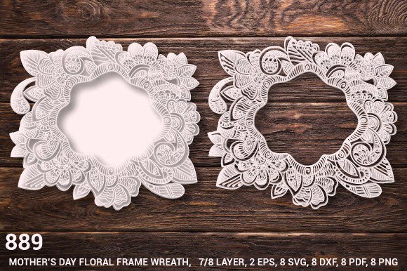 Mother’s Day Floral Frame Wreath Laser