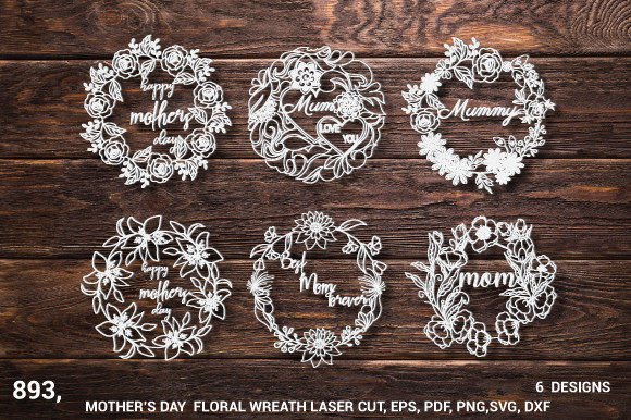 Mother’s Day Laser SVG Cut Wreath Frame