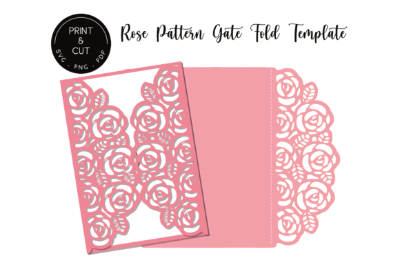 Rose Floral Gatefold Doily Template SVG