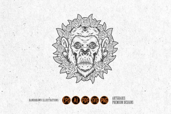 Sacred Sugar Skull Monkey Floral Ornamen