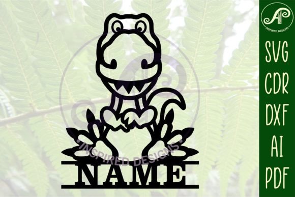 Sitting T Rex Name Sign SVG Cut File