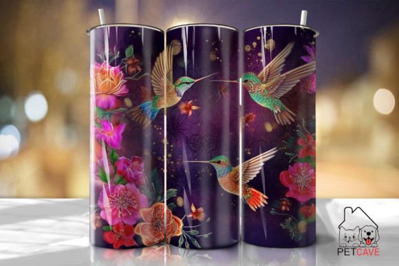 Three Floral Hummingbirds PNG