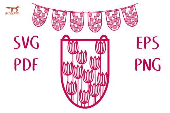 Tulip Garden Pennant Bunting SVG File